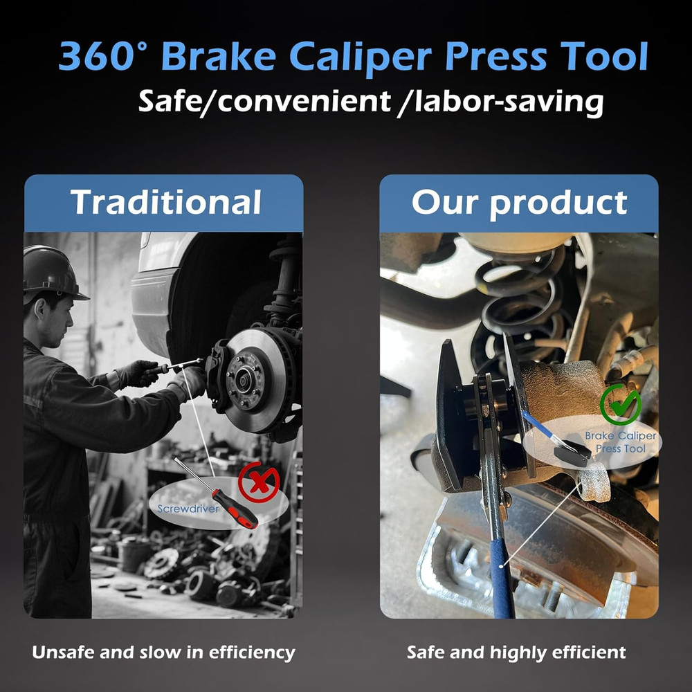 Brake Caliper Compression Tool,360° Adjustable Piston Compressor, Caliper Piston