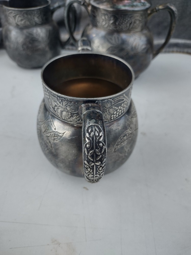 antique 3 pc Pair Point mfg silver plate tea set #324