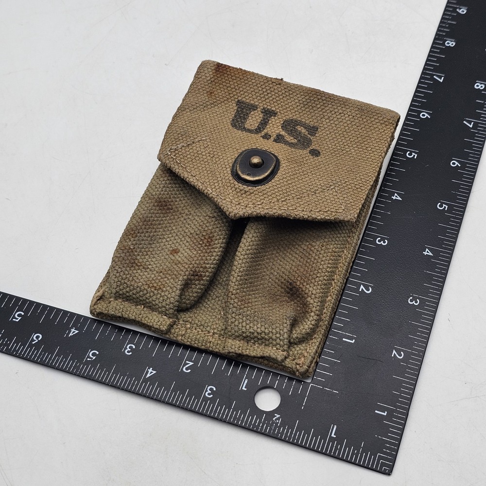 ORIGINAL WW2 WWII US ARMY M1942 .45 PISTOL AMMO MAGAZINE BELT POUCH