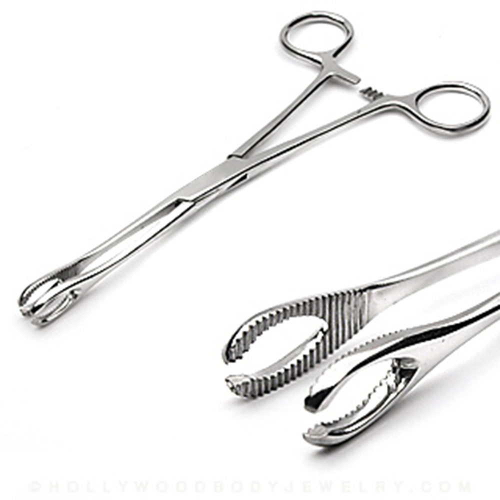 6.0" Sponge Clamps Slotted lock Piercing Forceps
