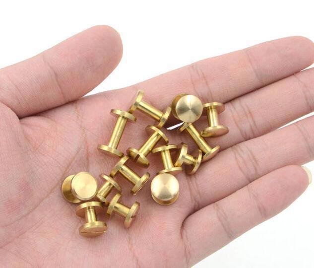 Belt Screws Leather Craft Chicago Nail Brass Solid Rivets Stud Head Wallet Round
