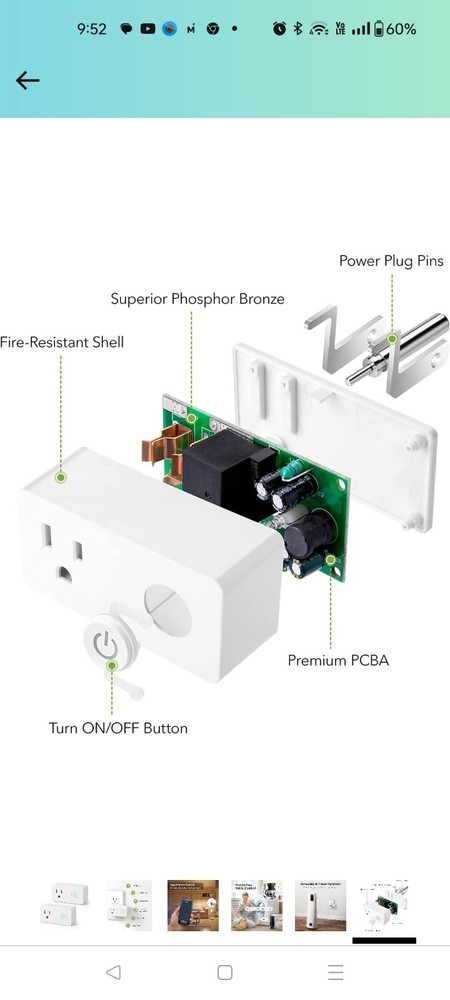WiFi Heavy Duty Smart Plug Outlet, No Hub Required with Timer Function,...
