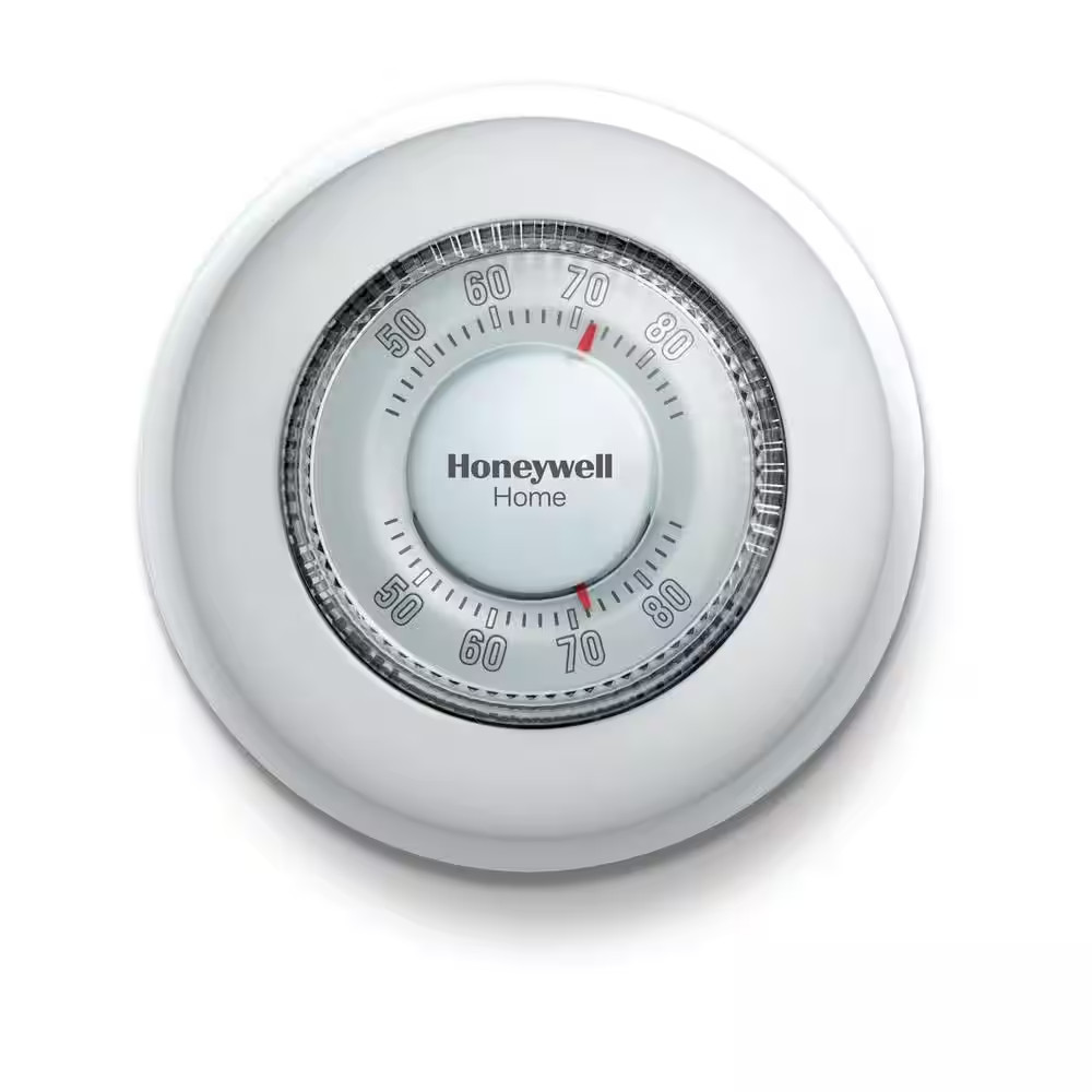 Round Non-Programmable Thermostat with 1H Single Stage Heating, Manual Control,