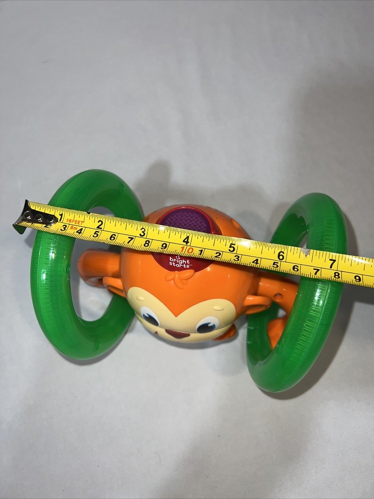 Bright Starts Light Up & Roll Orange Monkey Crawling Developmental Toy EUC