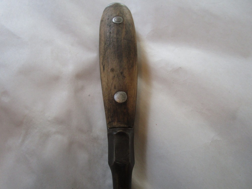 Antique Split Wood Perfect Handle Large Screwdriver, Flat Head, 16", Merit