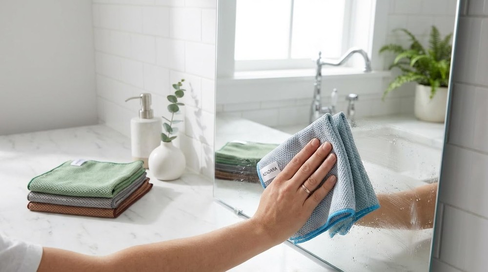 Dual-Sided Microfiber Cleaning Cloths – Non-Scratch Scrub & Absorbent Dishclo...