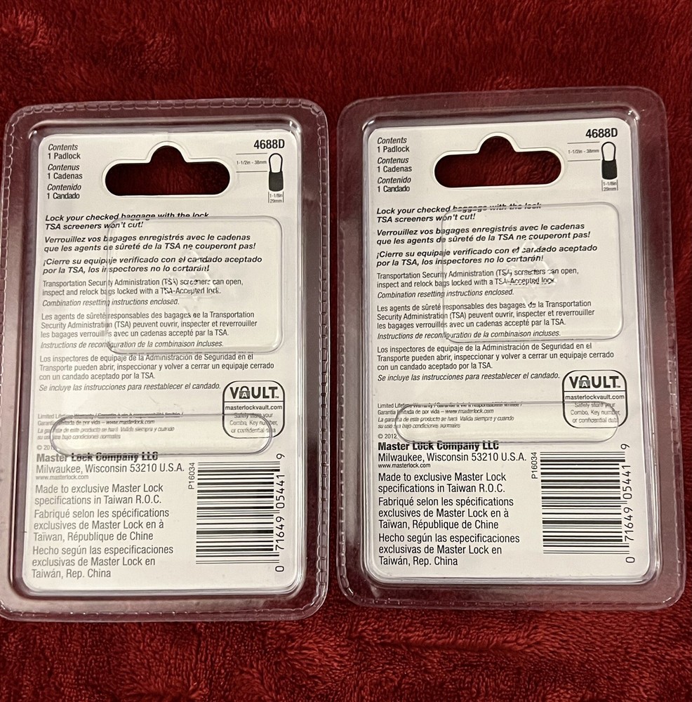 BUNDLE~ 2 MASTER LOCKS 4688D BLACK & RED TSA Approved Easy Set & Reset Combo NEW