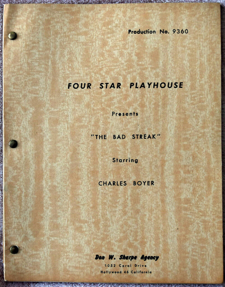 Four Star Playhouse "The Bad Streak" Original Screenplay Script