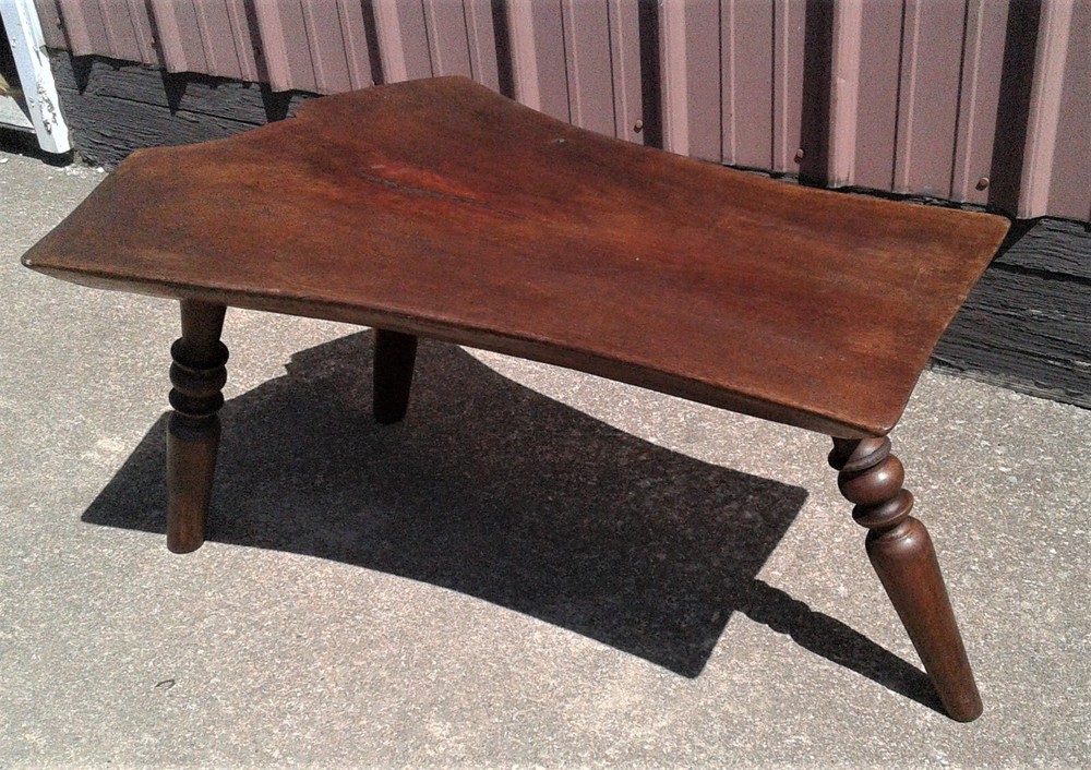 Antique Primitive Solid Walnut Plank Bench Live Edge 1900s Era