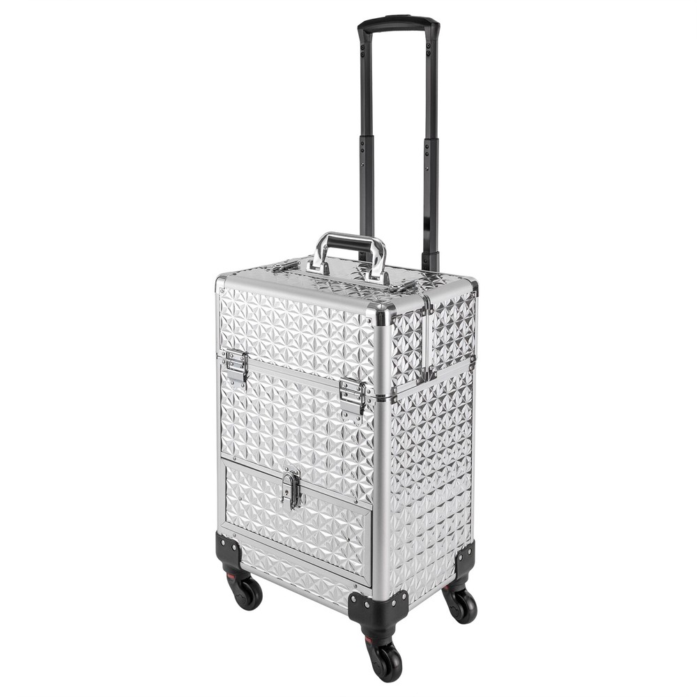 Rolling Makeup Train Case Professional Cosmetic Trolley Makeup Storage Organizer
