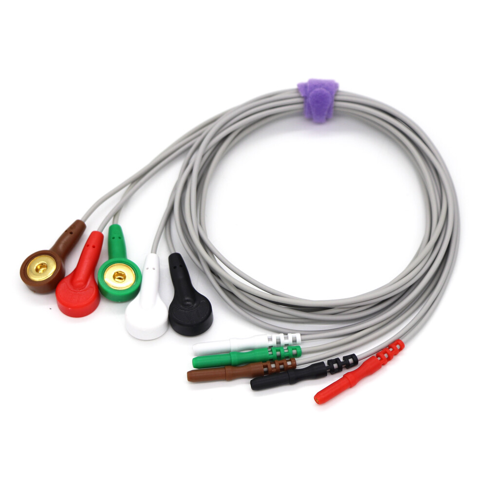 ECG EKG Cable 5 Leads Snap - Generic DIN 1.5mm