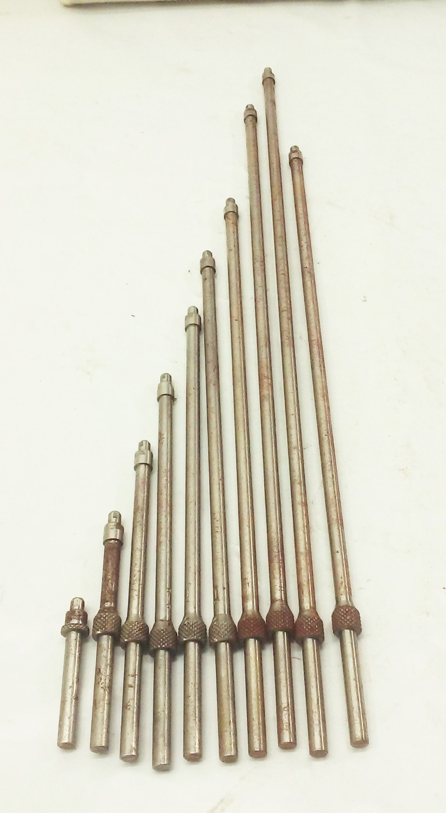 Vtg Starrett no.124 inside micrometer set in wood case 2"-12" machinist USA