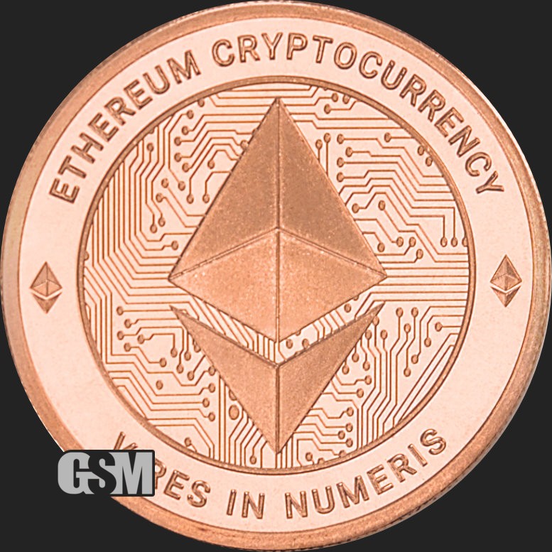 1 Oz. Solid .999 Fine Copper Round - Ethereum - Golden State Mint