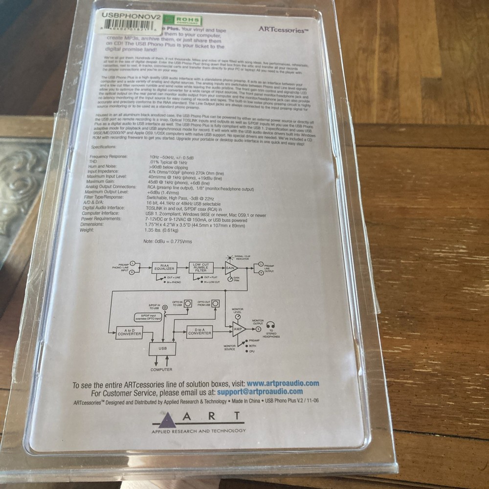 (C) ARTcessories USB Phono Vinyl Records Transfer Computer Interface