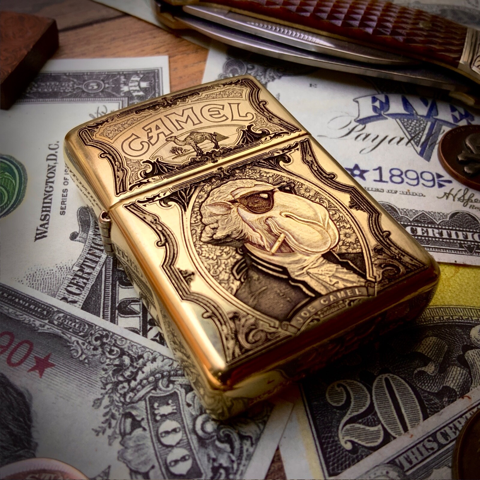 Zippo “Joe Camel” Engraved Brass Armor Cigarette Lighter - Limited Edition of 50