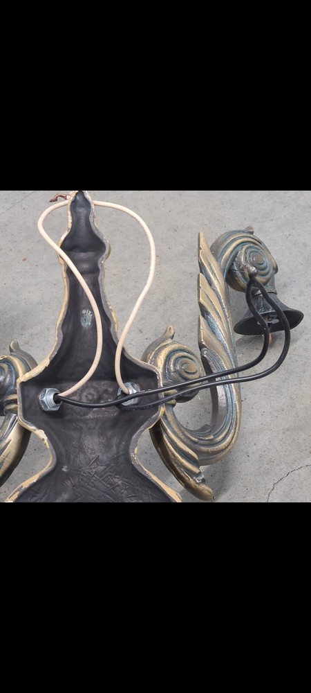 Ornate Antique solid brass double arm wall sconse