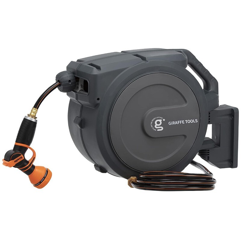 Giraffe Tools Retractable Garden Hose Reel 78'x1/2" Water Hose Reel Wall-Mounted
