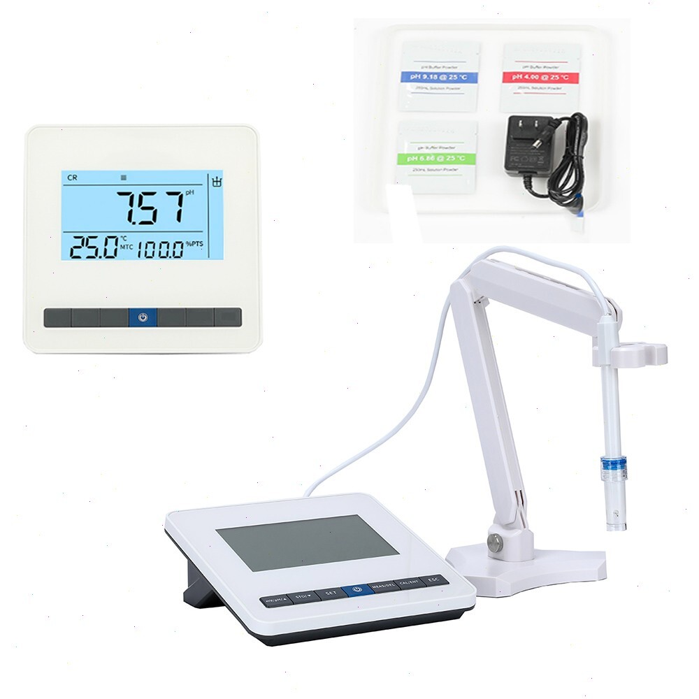 Benchtop PH Meter PH Tester with Buffer Powder 50 Groups Data Storage -2.00～18.0