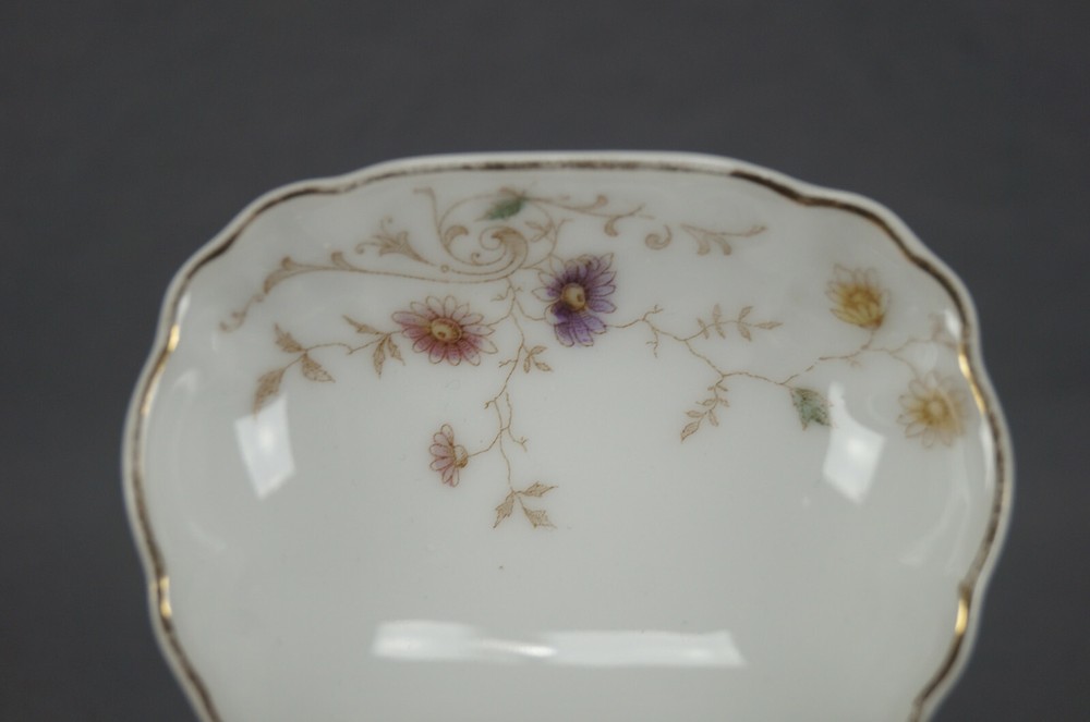 FA Schumann Berlin Hand Colored Daisies & Gold Double Open Salt Circa 1870s