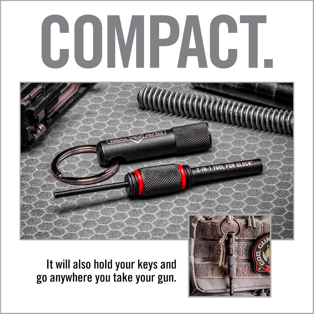 Real Avid 2-In-1 Tool for Glock Handguns, Includes Front Sight Tool & Disassembl