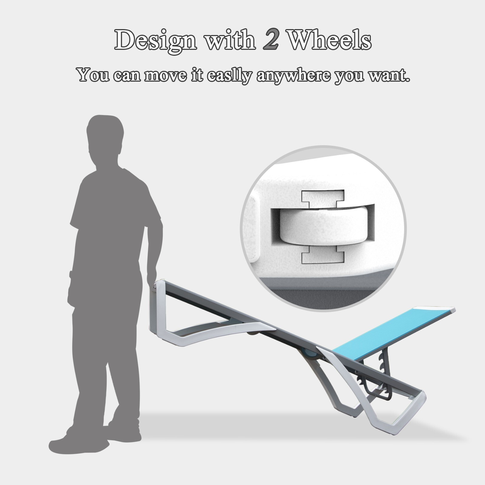 Domi Outdoor Chaise Lounge Aluminum Adjustable Lounge Chair，1 Lake Blue Chair