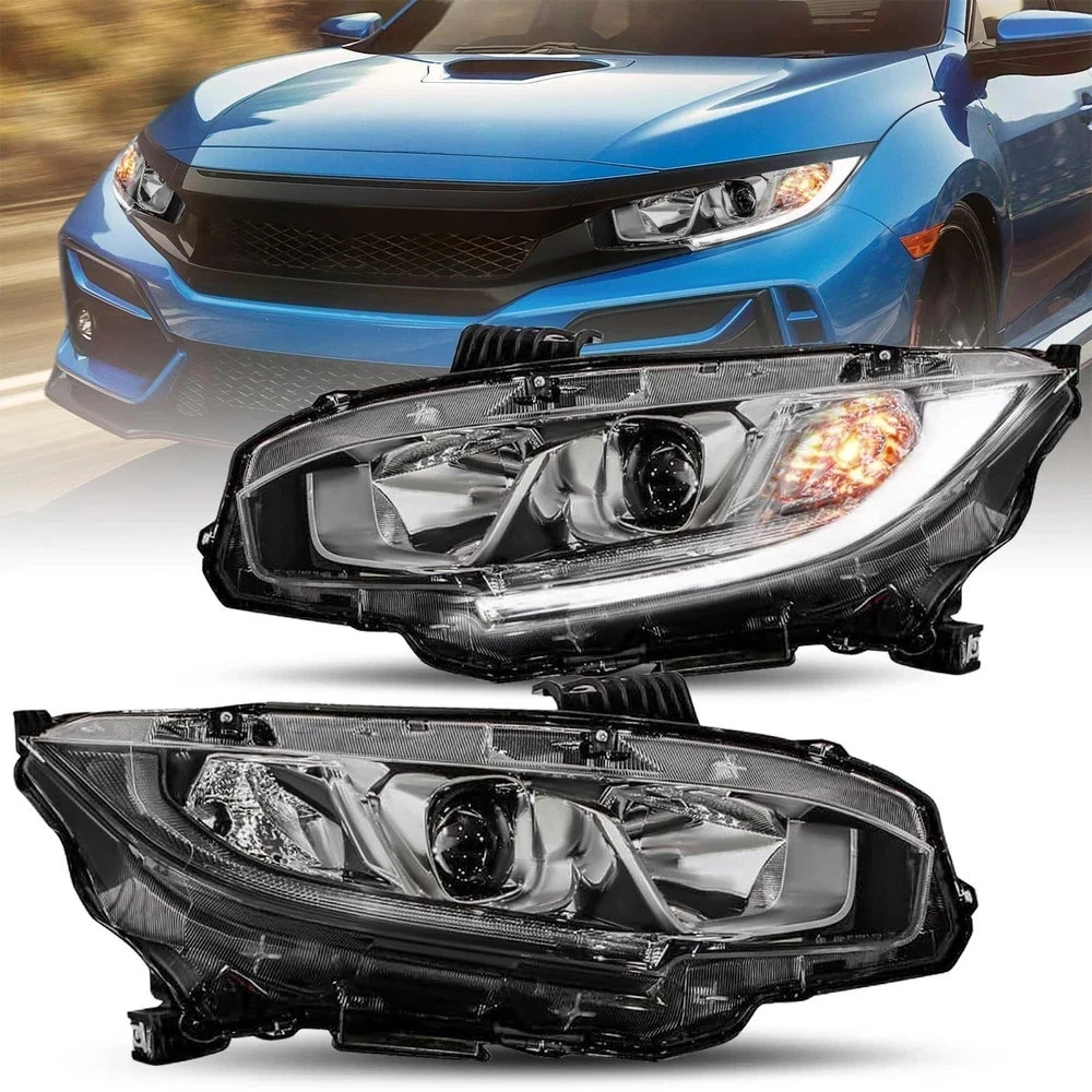 Halogen Headlight Assembly Compatible with 2016-2021 Honda Civic