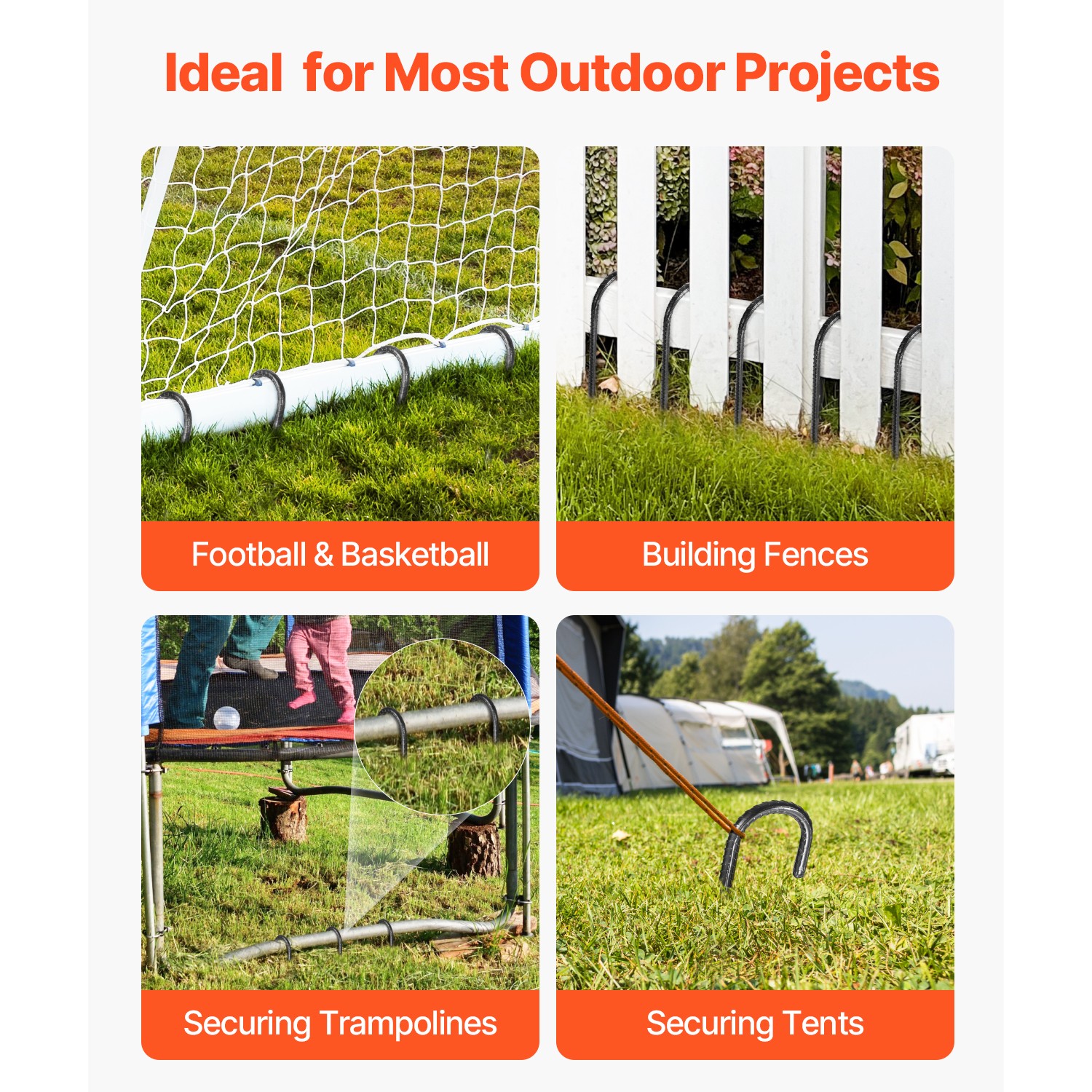 16-Inch 16 Pack Rebar Stakes Heavy Duty J Hook Galvanized Steel Ground Anchors