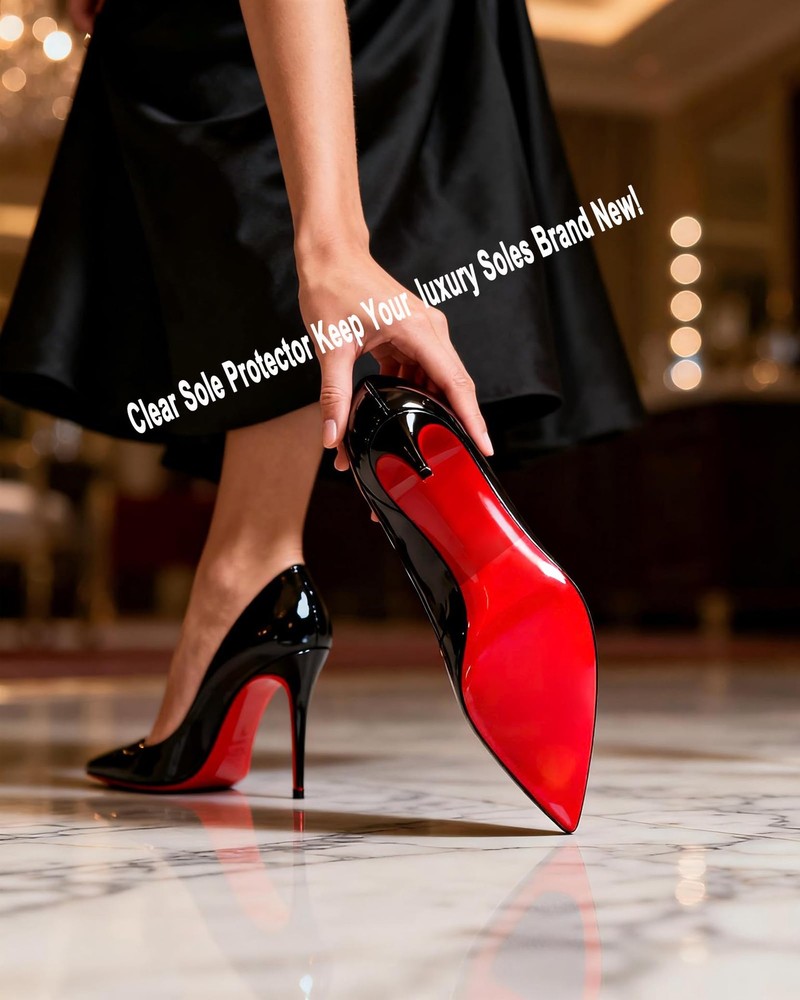 CZBYXA12 Clear Red Bottom Shoe Sole Protector 8" x4.5", 2pairs