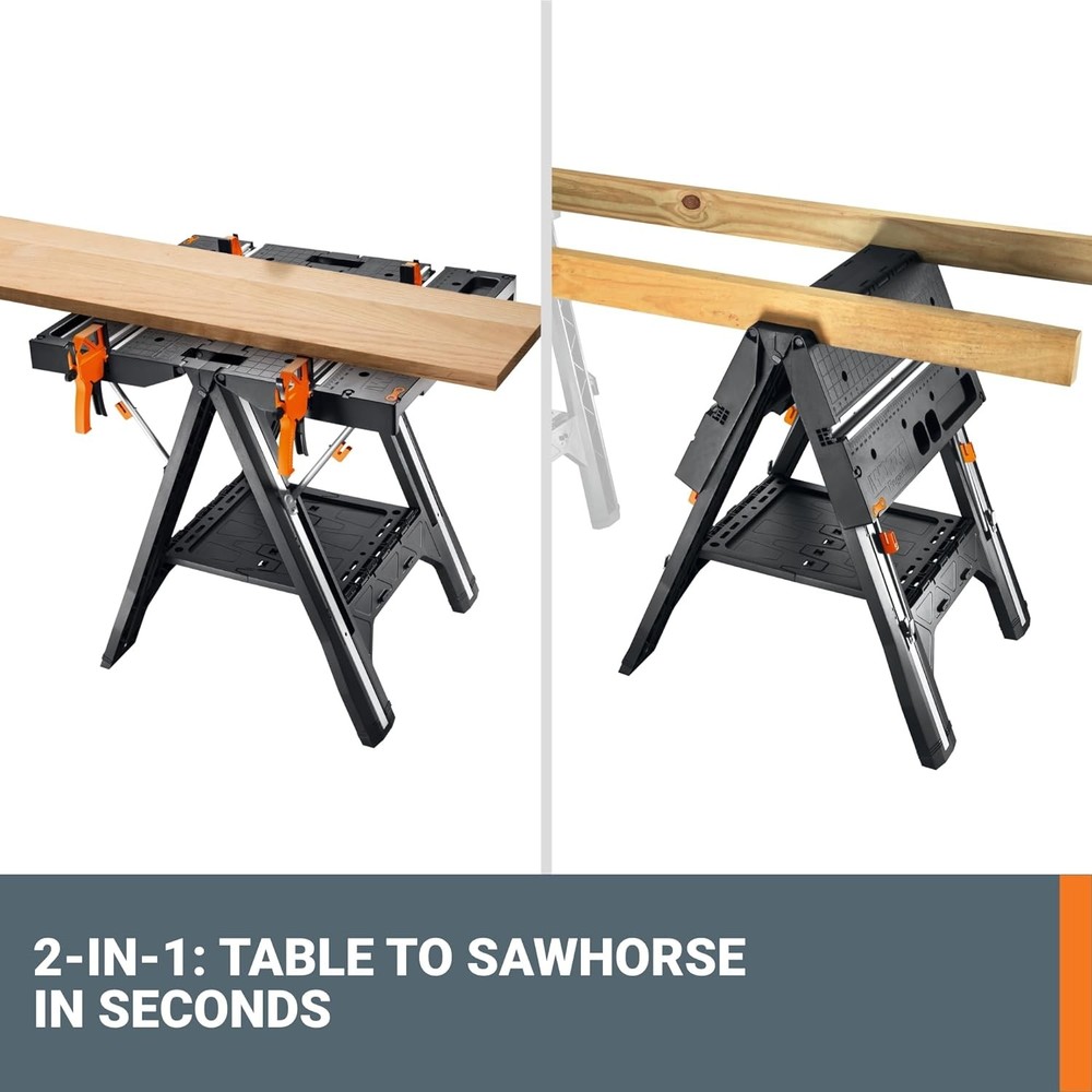 Pegasus 2-In-1 Folding Work Table & Sawhorse, Easy Setup Portable Workbench, 31"