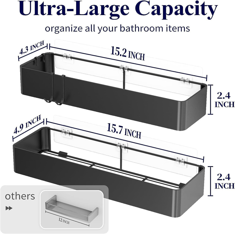 Shower Caddy - 2 Pack Rustproof Shower Organizer, Drill-Free & Quick-Dry Shower