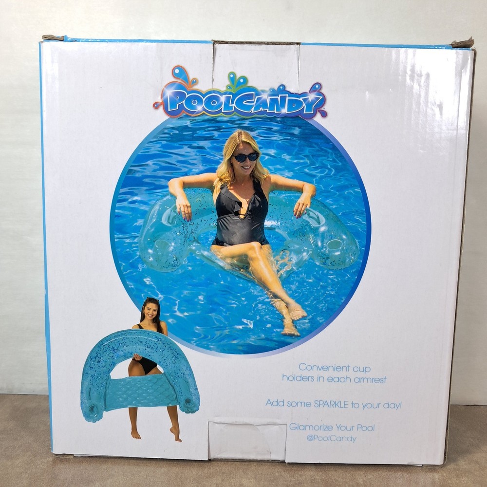 PoolCandy Glitter Aqua Jumbo Sun Chair Inflatable Pool Float New