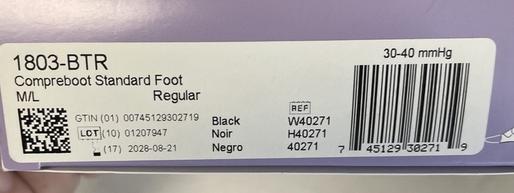 Sigvaris Compreboot Inelastic 30-40mmHg Black Med/Large