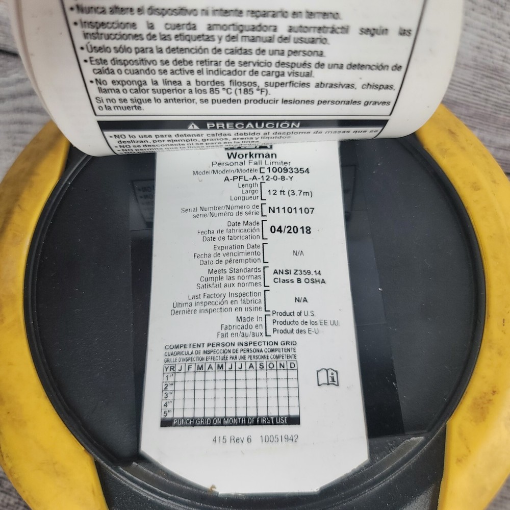 MSA Workman PFL 10093354 Web Personal Fall Limiter 12 Foot Line Length