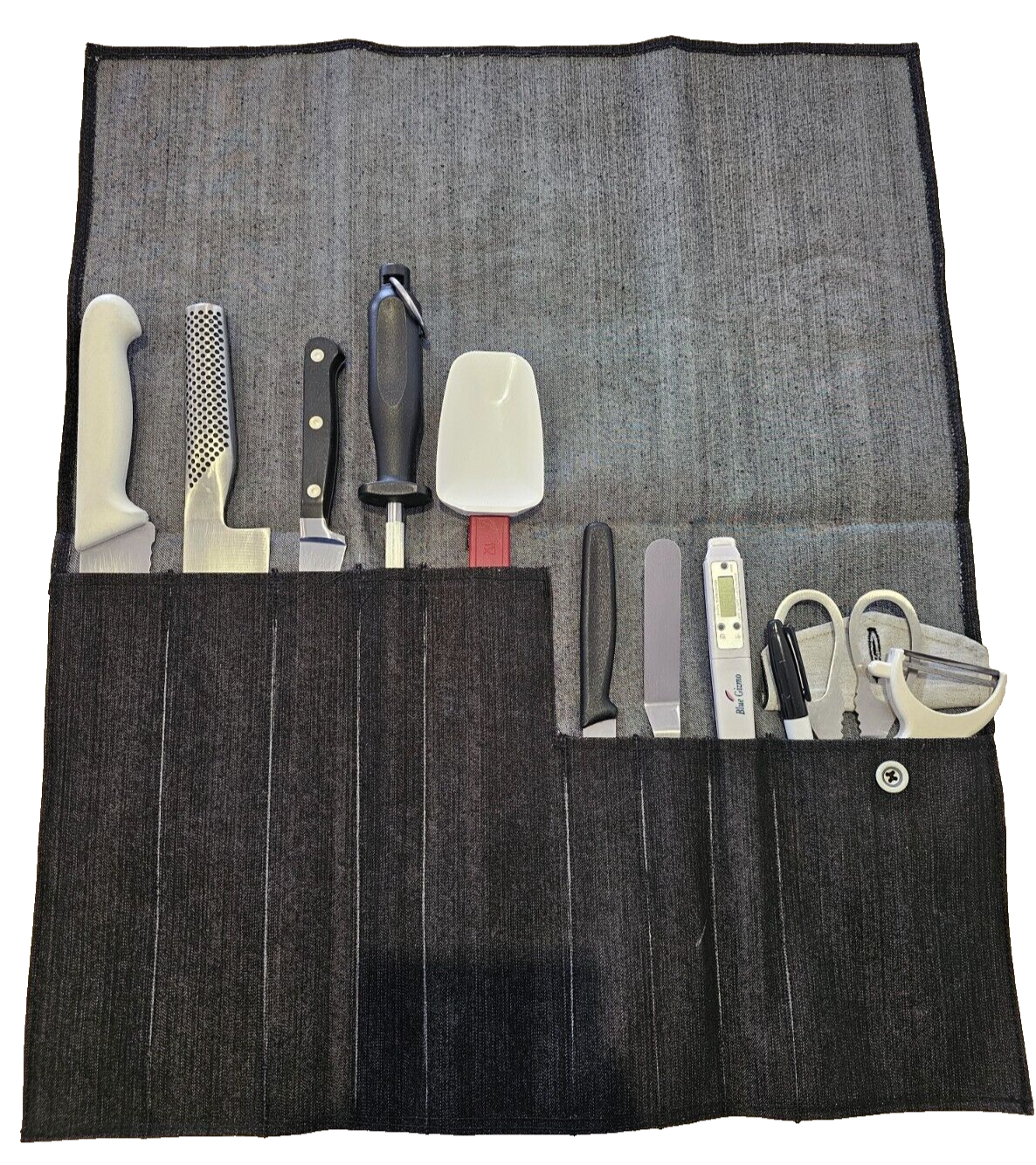 Handmade CHEF KNIVES WRAP BAG 9 Pockets - WASHABLE, LIGHTWEIGHT, DURABLE