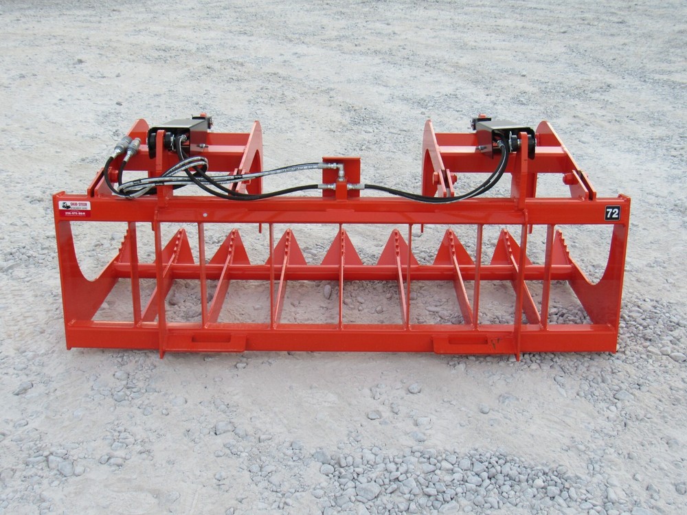 72" Root Grapple Bucket and 48" Long Pallet Forks Attachment Combo Quick Attach