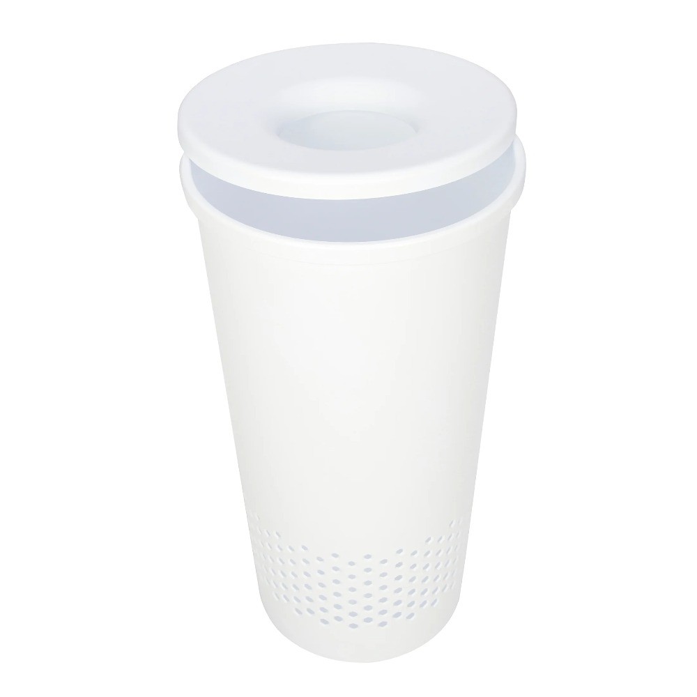 Round Lidded Hamper, White, Adult