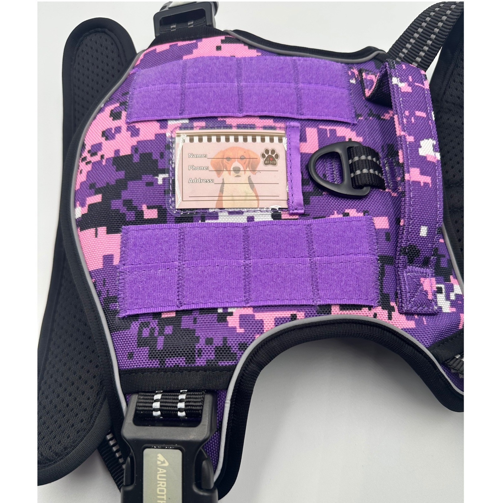 Auroth Purple Camo Tactical Dog Harness Adjustable No Pull Vest Size M NEW