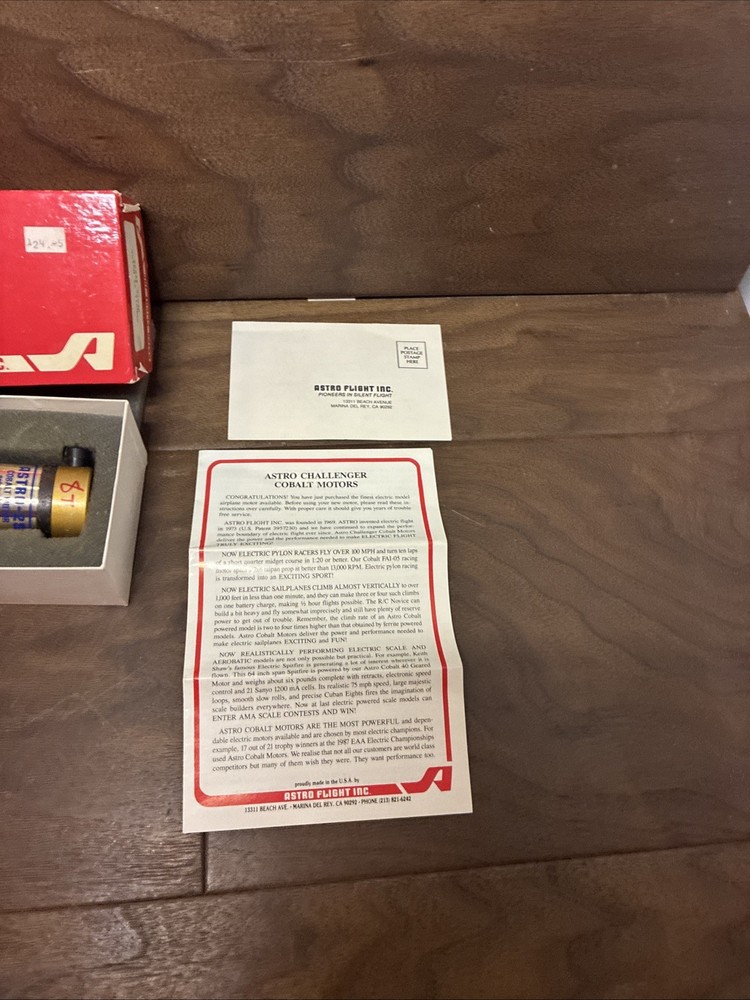 Astro Cobalt 25 Motor Original Box & Paperwork