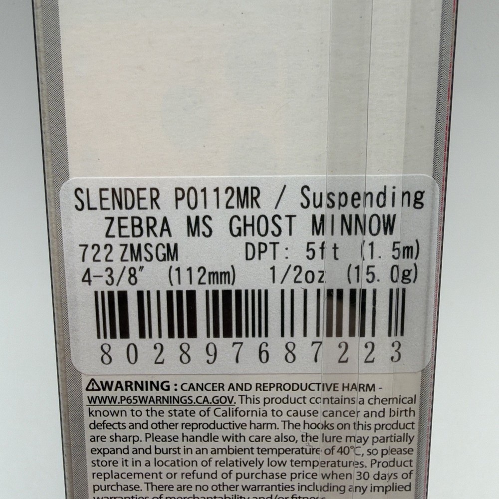 LUCKY CRAFT Slender Pointer 112MR - 722 Zebra MS Ghost Minnow