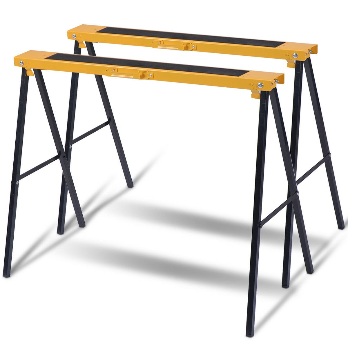 IRONMAX 2 Pack Heavy Duty Saw Horse Steel Folding Legs Sawhorse 275 lbs Capacity