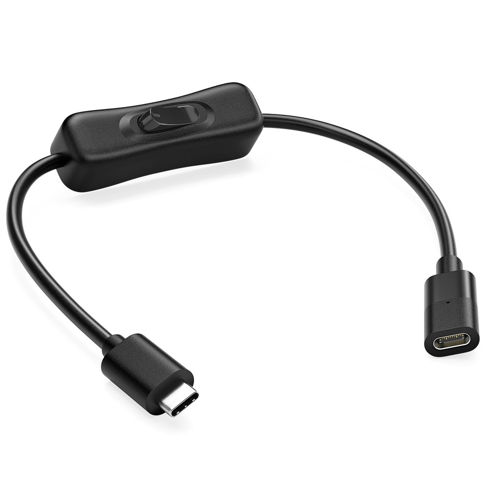 RIITOP USB Type-C Extension Cable with On Off Switch [1ft], 3.1 Black