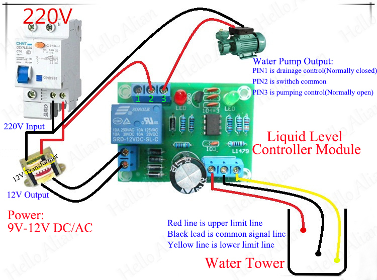 AC/DC9V-12V Pumping Liquid Water Level Controller Switch Module Detection Sensor