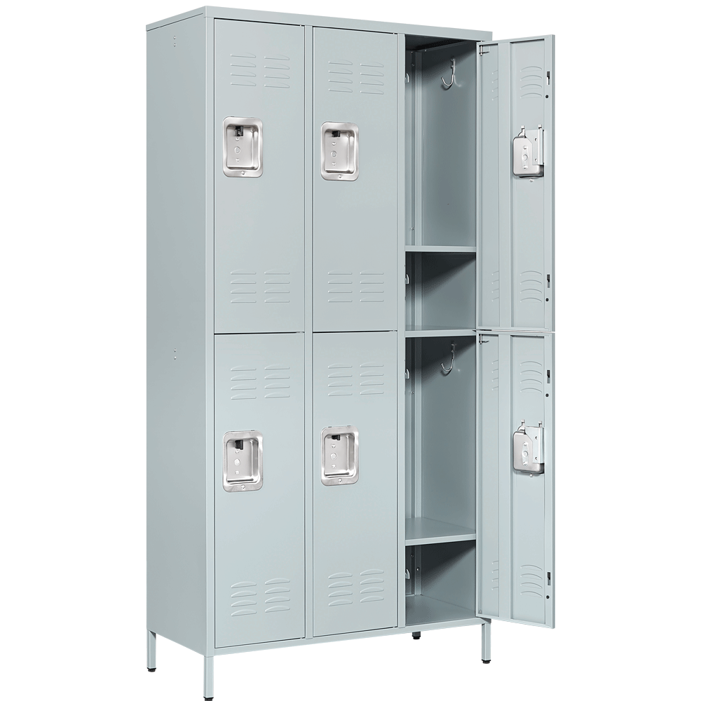 Metal Lockers with 6 Doors Steel Locker Storage Cabinet for Office School Gym