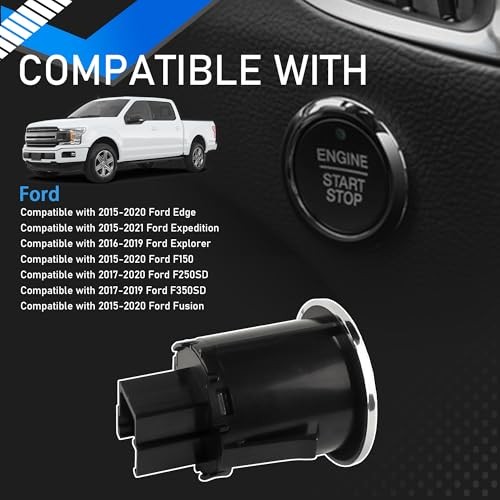 Ignition Starter Switch Start Stop Push Button Assembly Compatible with 2015