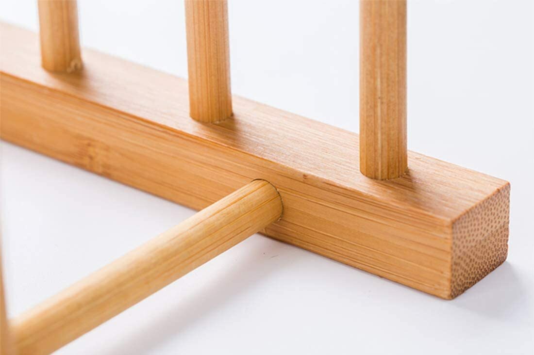 Bamboo Wooden Dish Rack, Plate Rack Stand Pot Lid Holder, Kitchen Organizer