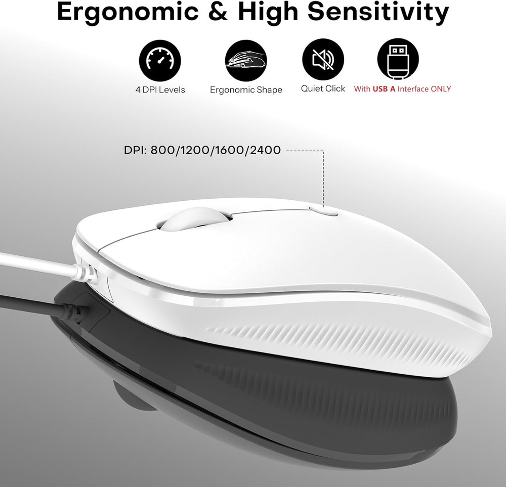 OMOTON Wired Keyboard and Mouse Compatible with Mac, Keyboard with Dual Interfac