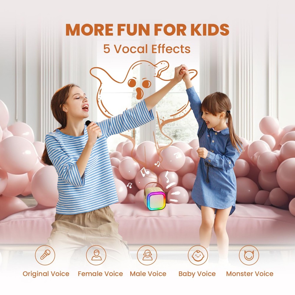 Mini Bluetooth Karaoke Microphone, Portable Wireless Singing Machine,Party Magic