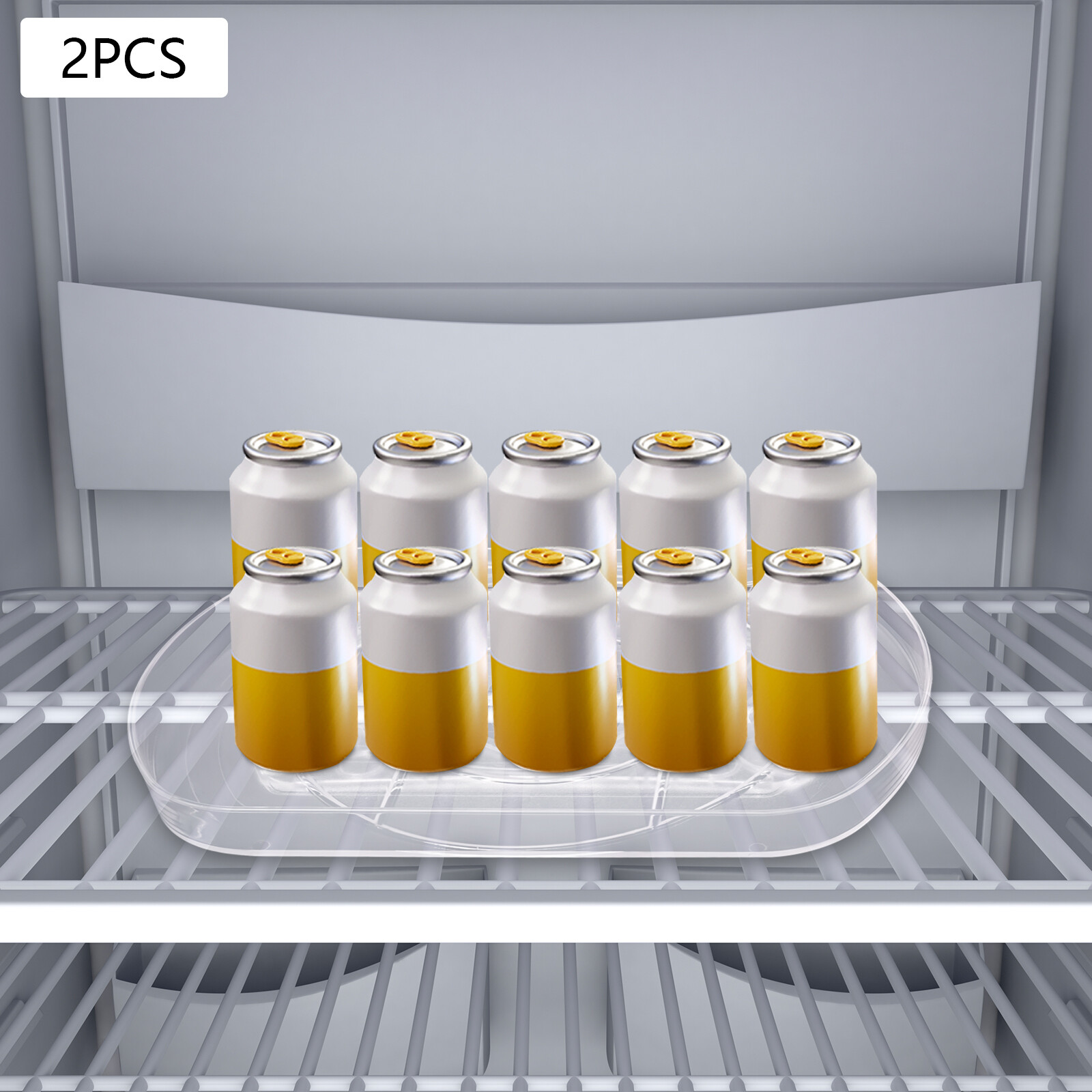 2 Packs Square 360° Rotate Turnplate Rotary Turntable Organizer for Refrigerator