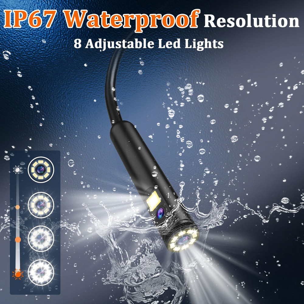 Dual-Lens Borescope with Light, Endoscope Camera Light 4.3" black