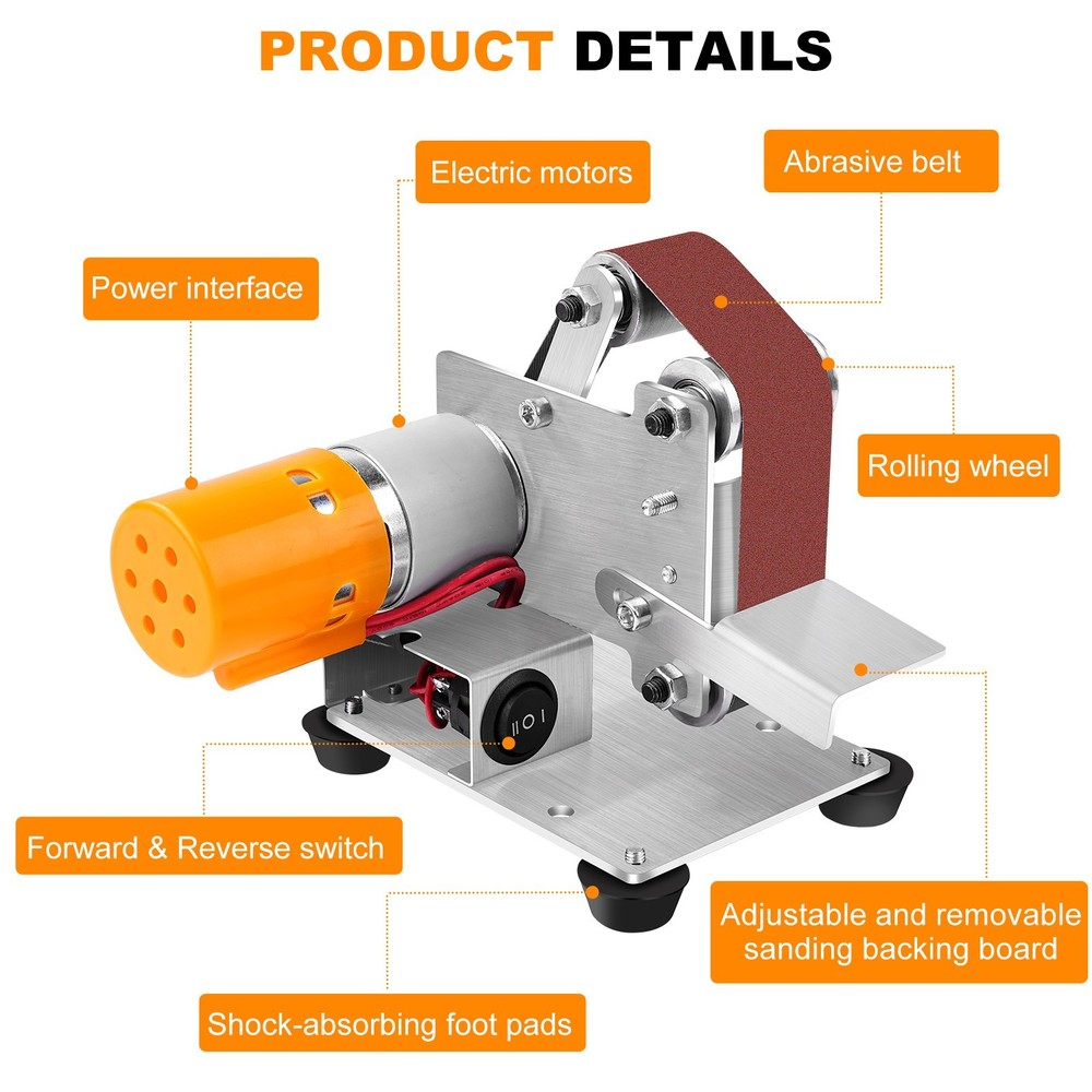 7 Speed Mini Belt Sander Adjustable Angle Polishing Grinding Machine